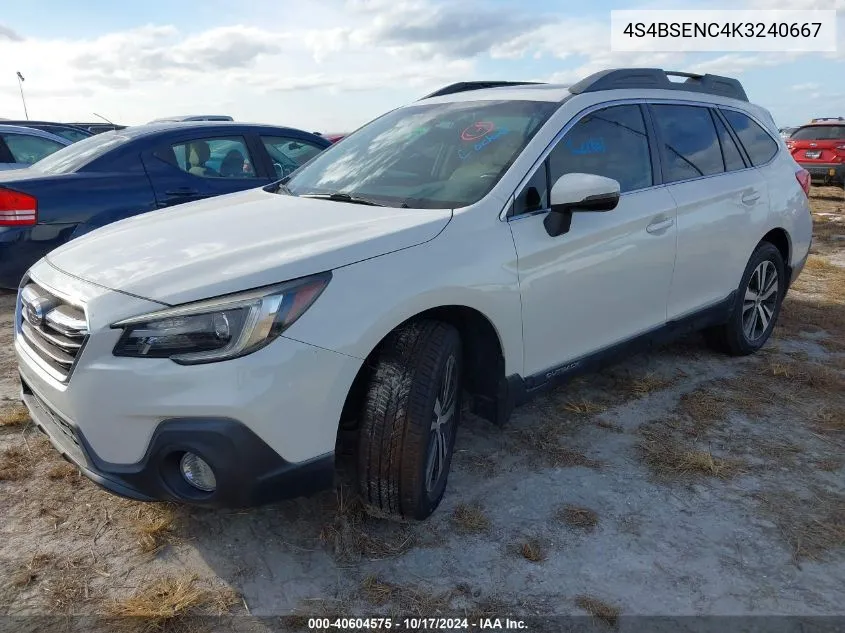 2019 Subaru Outback 3.6R Limited VIN: 4S4BSENC4K3240667 Lot: 40604575