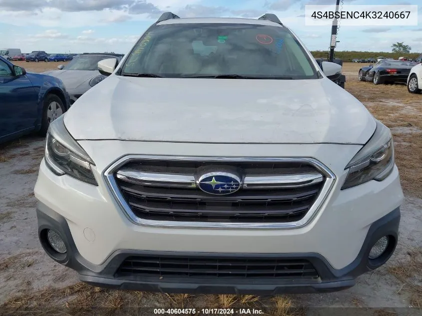 2019 Subaru Outback 3.6R Limited VIN: 4S4BSENC4K3240667 Lot: 40604575