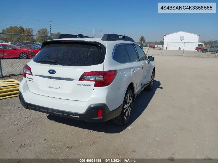 2019 Subaru Outback 2.5I Limited VIN: 4S4BSANC4K3358565 Lot: 40639498