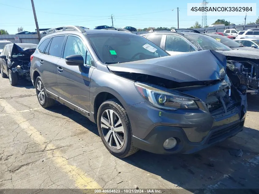 4S4BSANC0K3362984 2019 Subaru Outback 2.5I Limited