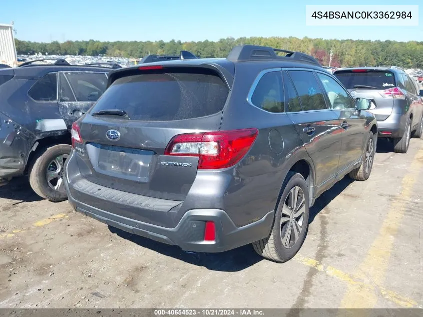 4S4BSANC0K3362984 2019 Subaru Outback 2.5I Limited