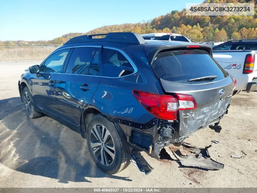 2019 Subaru Outback 2.5I Limited VIN: 4S4BSAJC8K3273234 Lot: 40655027