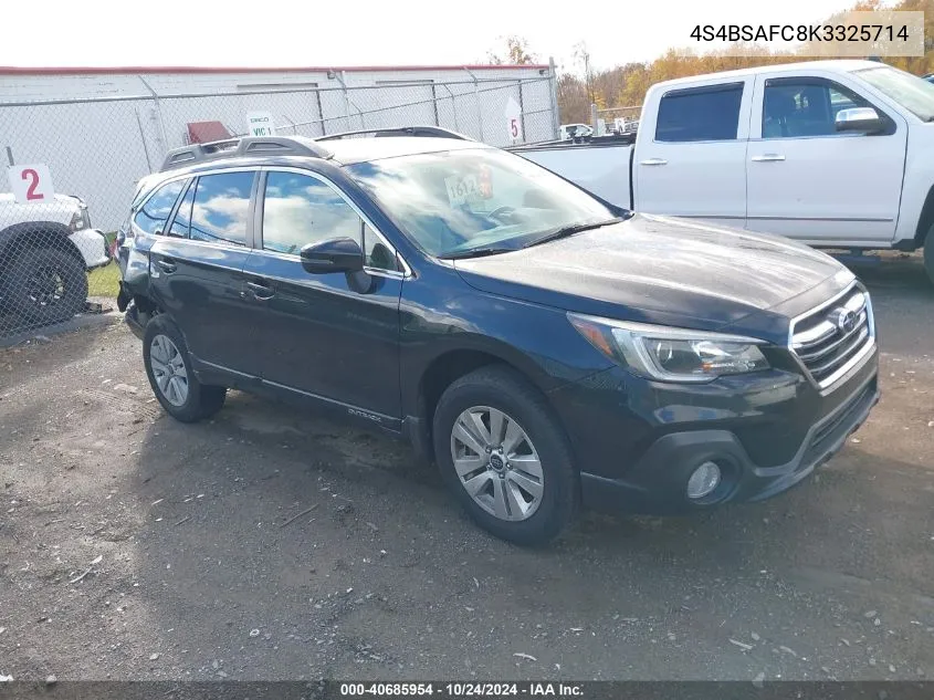 2019 Subaru Outback 2.5I Premium VIN: 4S4BSAFC8K3325714 Lot: 40685954