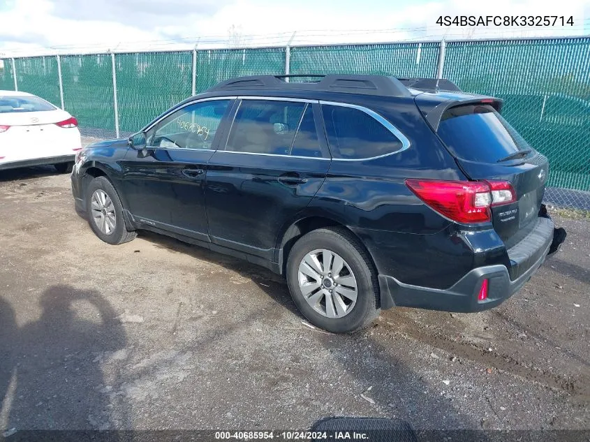 2019 Subaru Outback 2.5I Premium VIN: 4S4BSAFC8K3325714 Lot: 40685954