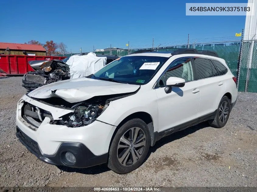 2019 Subaru Outback 2.5I Limited VIN: 4S4BSANC9K3375183 Lot: 40686453