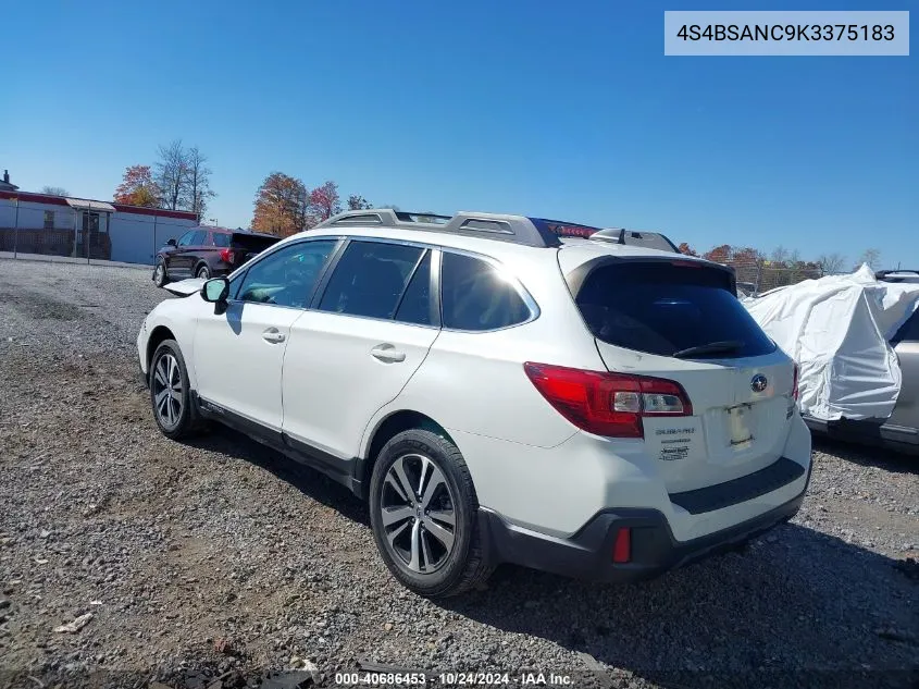 2019 Subaru Outback 2.5I Limited VIN: 4S4BSANC9K3375183 Lot: 40686453