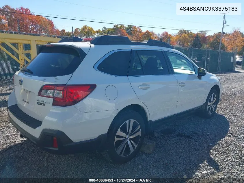 2019 Subaru Outback 2.5I Limited VIN: 4S4BSANC9K3375183 Lot: 40686453