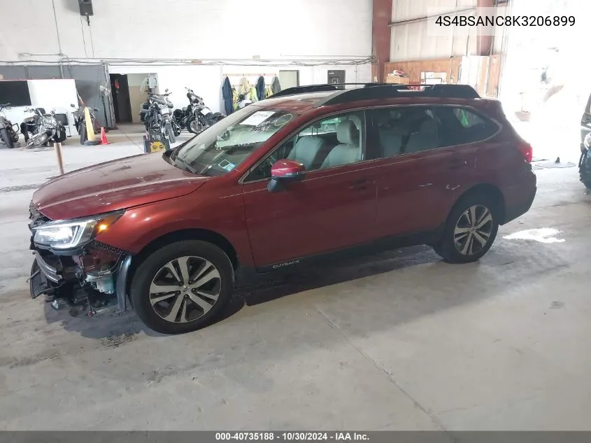 2019 Subaru Outback 2.5I Limited VIN: 4S4BSANC8K3206899 Lot: 40735188