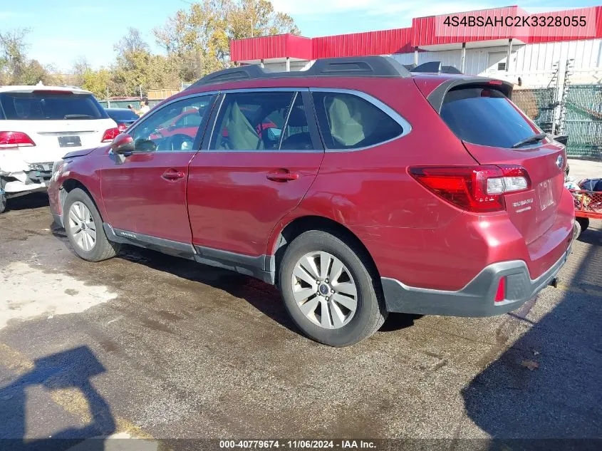 2019 Subaru Outback 2.5I Premium VIN: 4S4BSAHC2K3328055 Lot: 40779674