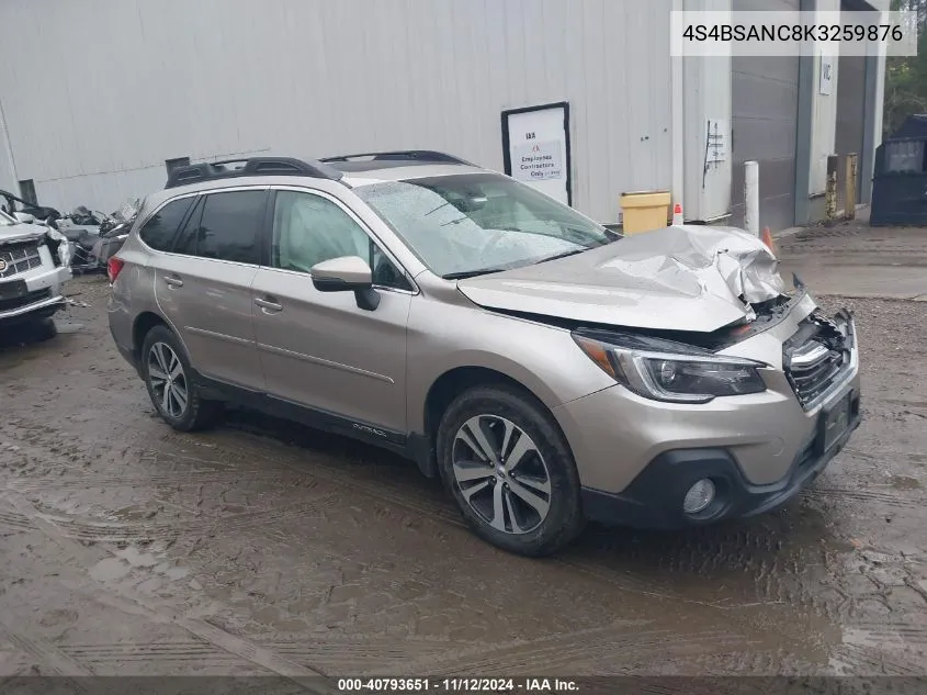 2019 Subaru Outback 2.5I Limited VIN: 4S4BSANC8K3259876 Lot: 40793651