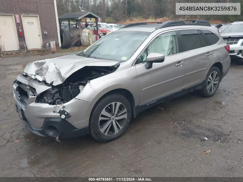 2019 Subaru Outback 2.5I Limited VIN: 4S4BSANC8K3259876 Lot: 40793651