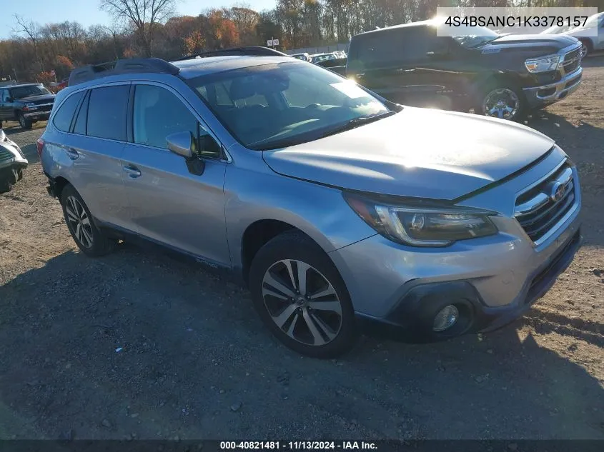 2019 Subaru Outback 2.5I Limited VIN: 4S4BSANC1K3378157 Lot: 40821481