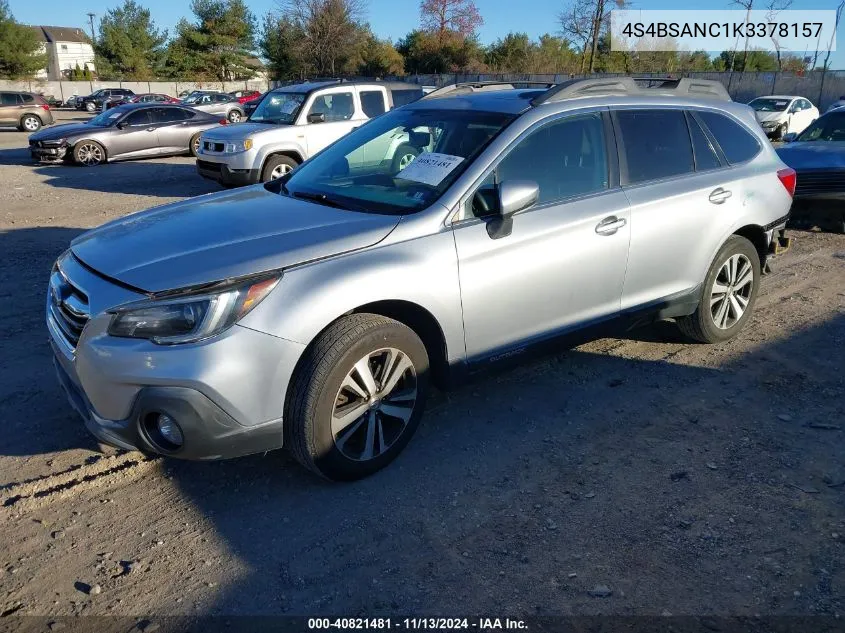 2019 Subaru Outback 2.5I Limited VIN: 4S4BSANC1K3378157 Lot: 40821481