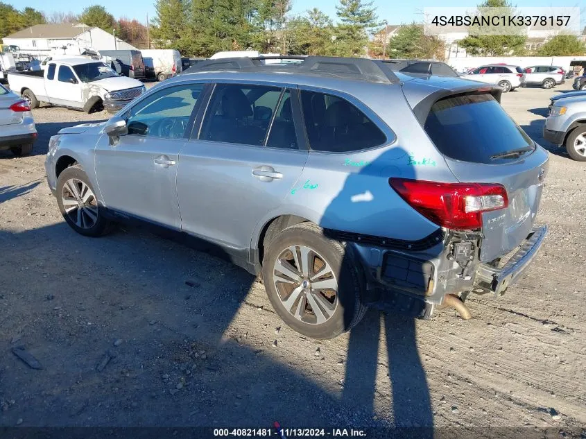 2019 Subaru Outback 2.5I Limited VIN: 4S4BSANC1K3378157 Lot: 40821481