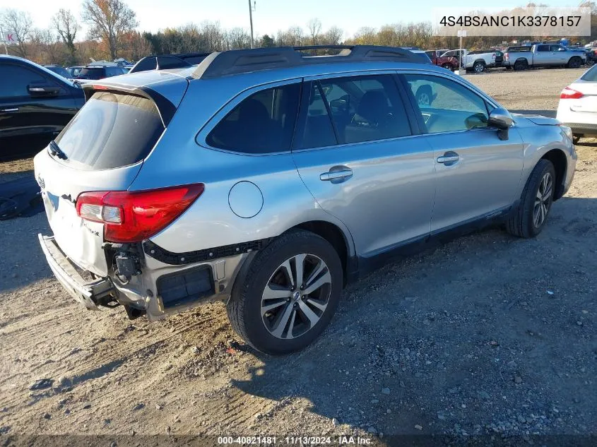 2019 Subaru Outback 2.5I Limited VIN: 4S4BSANC1K3378157 Lot: 40821481