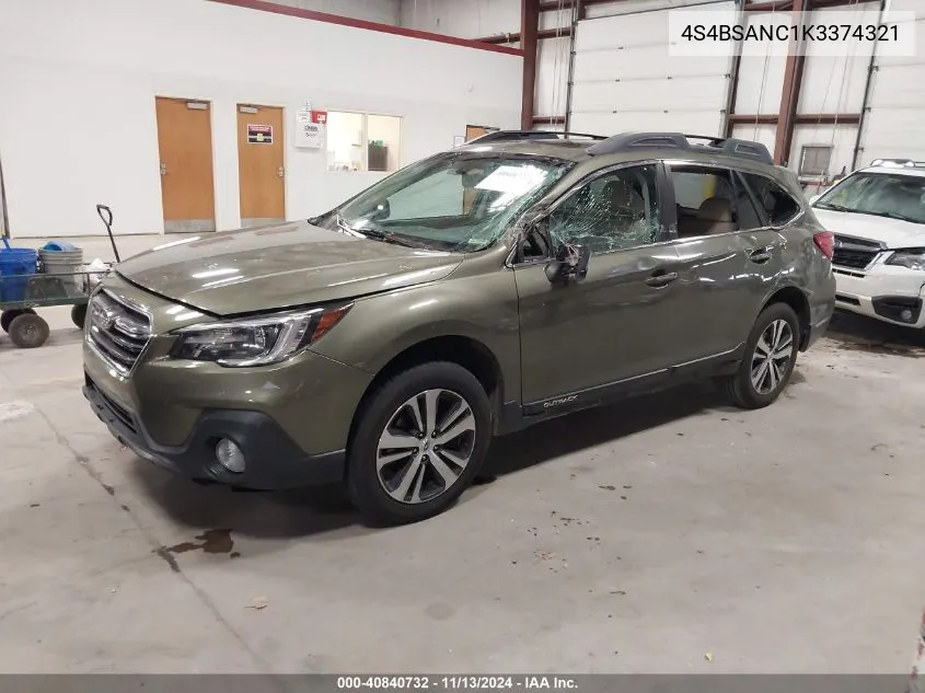 4S4BSANC1K3374321 2019 Subaru Outback 2.5I Limited