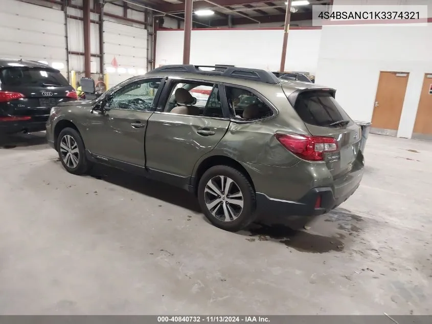 4S4BSANC1K3374321 2019 Subaru Outback 2.5I Limited