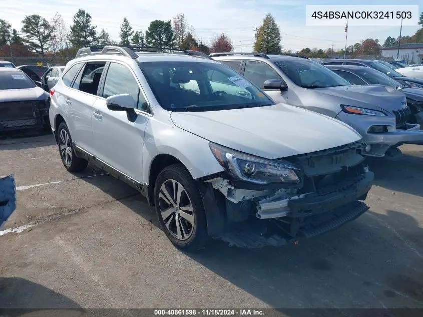 2019 Subaru Outback 2.5I Limited VIN: 4S4BSANC0K3241503 Lot: 40861598