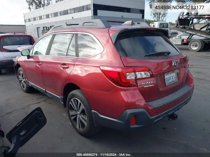 2019 Subaru Outback 3.6R Limited VIN: 4S4BSENC4K3283177 Lot: 40880274