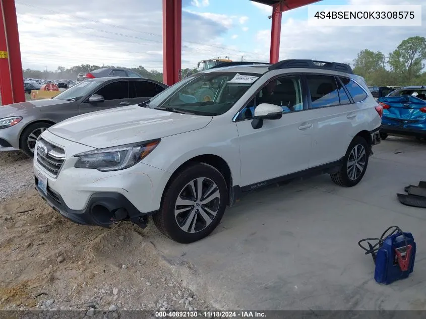 2019 Subaru Outback 3.6R Limited VIN: 4S4BSENC0K3308575 Lot: 40892130