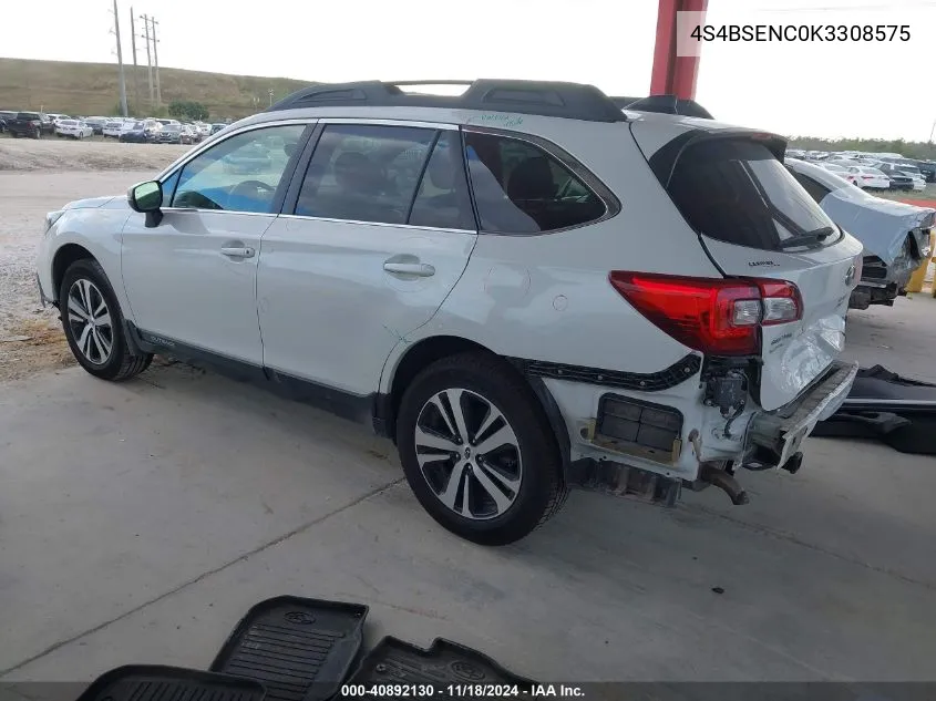 2019 Subaru Outback 3.6R Limited VIN: 4S4BSENC0K3308575 Lot: 40892130