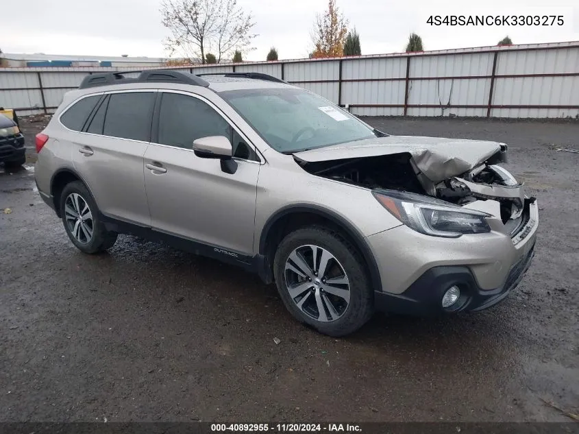 2019 Subaru Outback 2.5I Limited VIN: 4S4BSANC6K3303275 Lot: 40892955