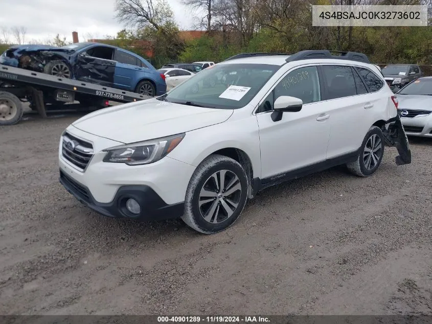 2019 Subaru Outback 2.5I Limited VIN: 4S4BSAJC0K3273602 Lot: 40901289