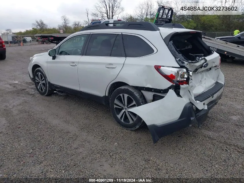 2019 Subaru Outback 2.5I Limited VIN: 4S4BSAJC0K3273602 Lot: 40901289