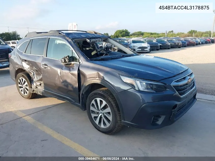 2020 Subaru Outback Premium VIN: 4S4BTACC4L3178875 Lot: 39454671