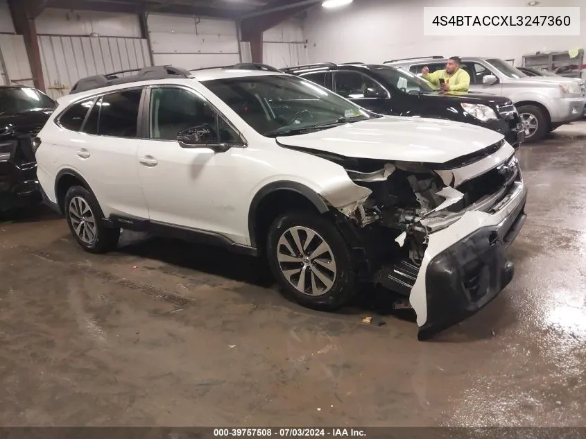 4S4BTACCXL3247360 2020 Subaru Outback Premium