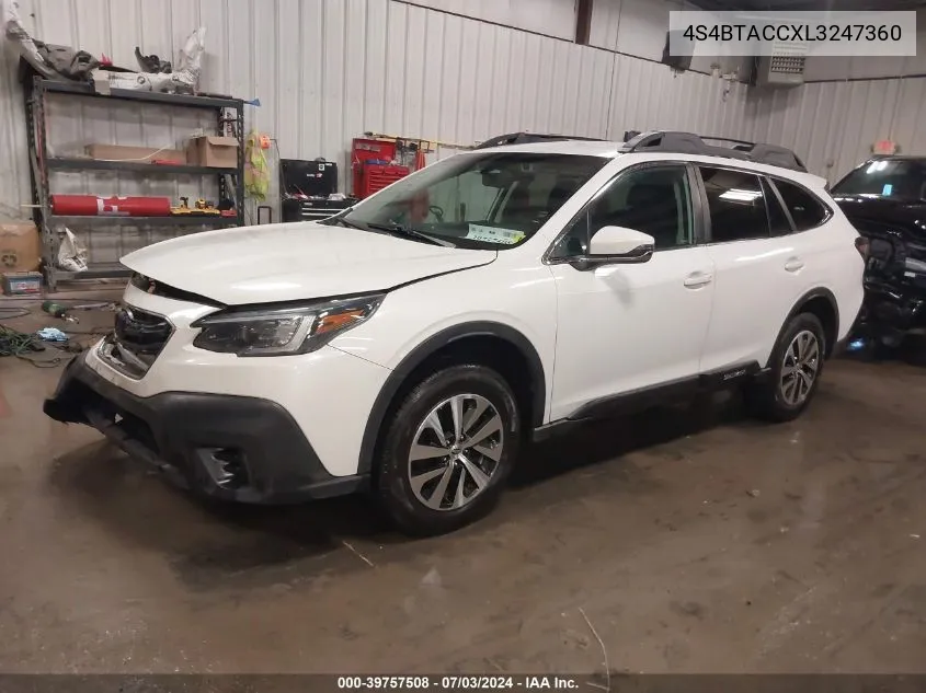 4S4BTACCXL3247360 2020 Subaru Outback Premium