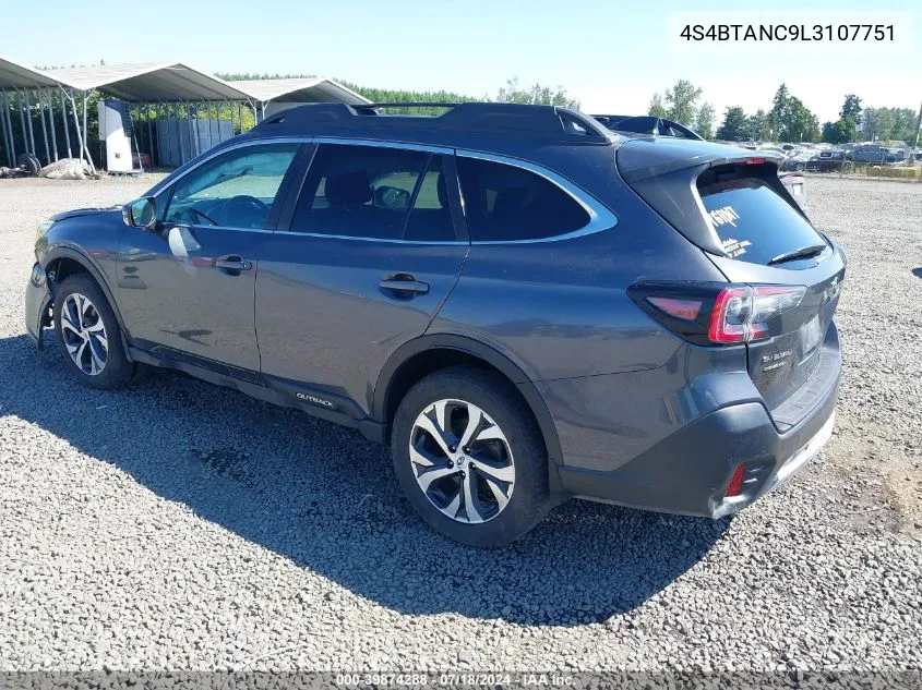 2020 Subaru Outback Limited VIN: 4S4BTANC9L3107751 Lot: 39874288