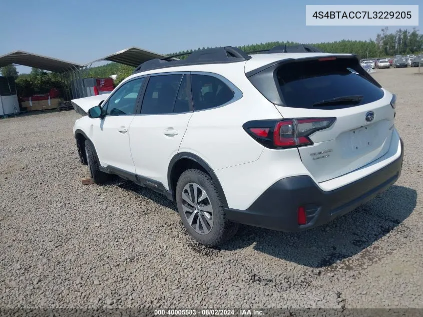 2020 Subaru Outback Premium VIN: 4S4BTACC7L3229205 Lot: 40005583