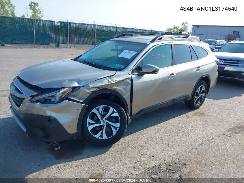 2020 Subaru Outback Limited VIN: 4S4BTANC1L3174540 Lot: 40254391