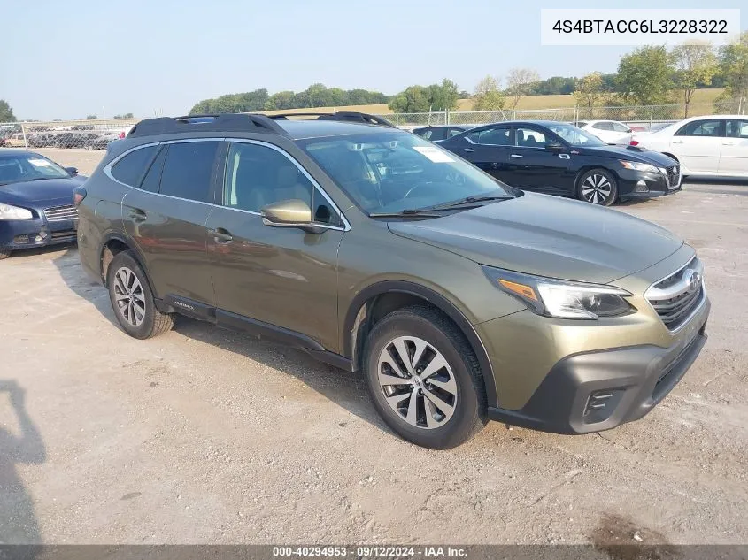 2020 Subaru Outback Premium VIN: 4S4BTACC6L3228322 Lot: 40294953