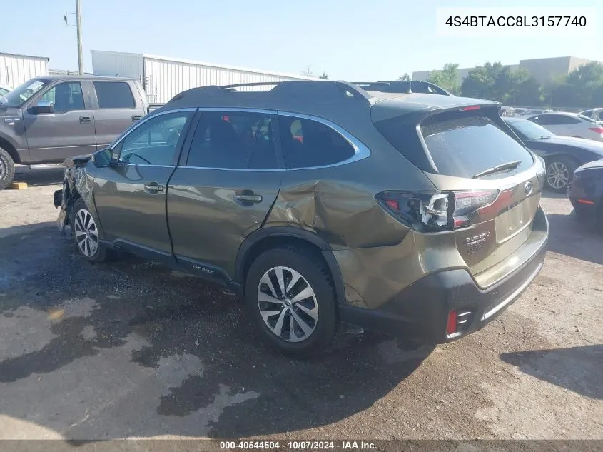 2020 Subaru Outback Premium VIN: 4S4BTACC8L3157740 Lot: 40544504