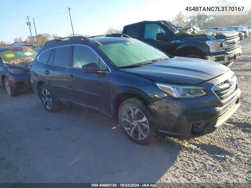 2020 Subaru Outback Limited VIN: 4S4BTANC7L3170167 Lot: 40665139