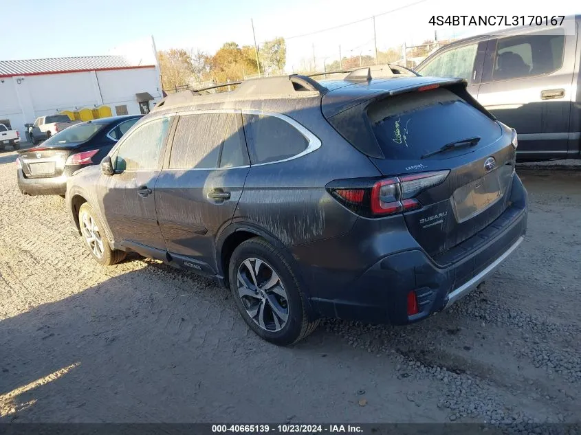 2020 Subaru Outback Limited VIN: 4S4BTANC7L3170167 Lot: 40665139