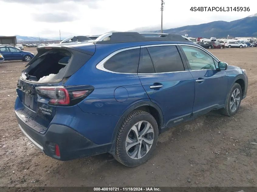 2020 Subaru Outback Touring VIN: 4S4BTAPC6L3145936 Lot: 40810721