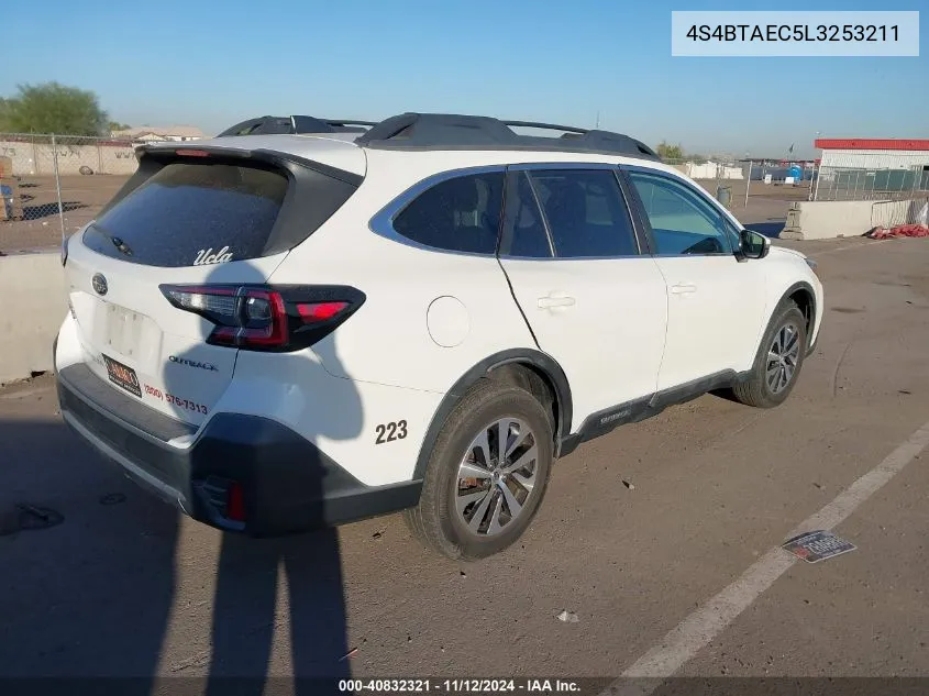 2020 Subaru Outback Premium VIN: 4S4BTAEC5L3253211 Lot: 40832321