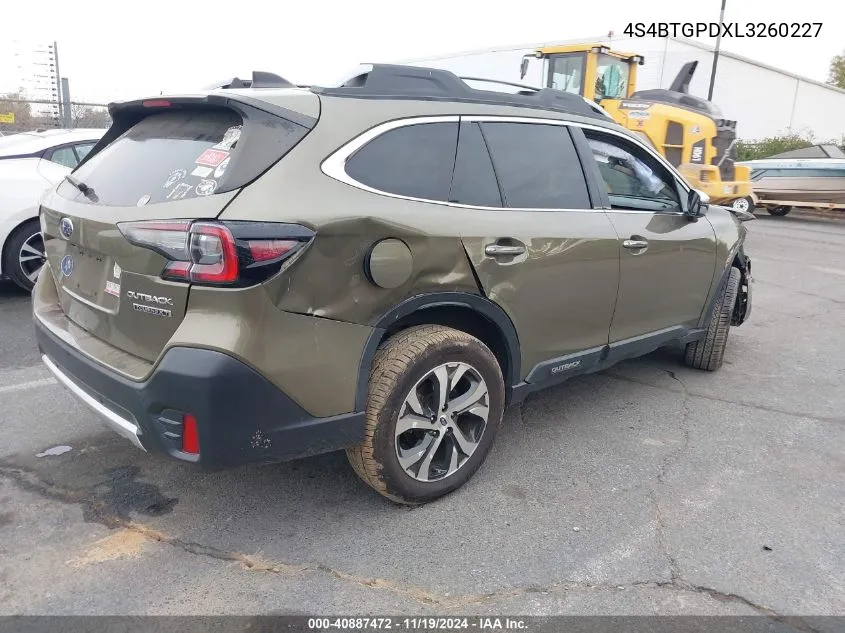 2020 Subaru Outback Touring Xt VIN: 4S4BTGPDXL3260227 Lot: 40887472