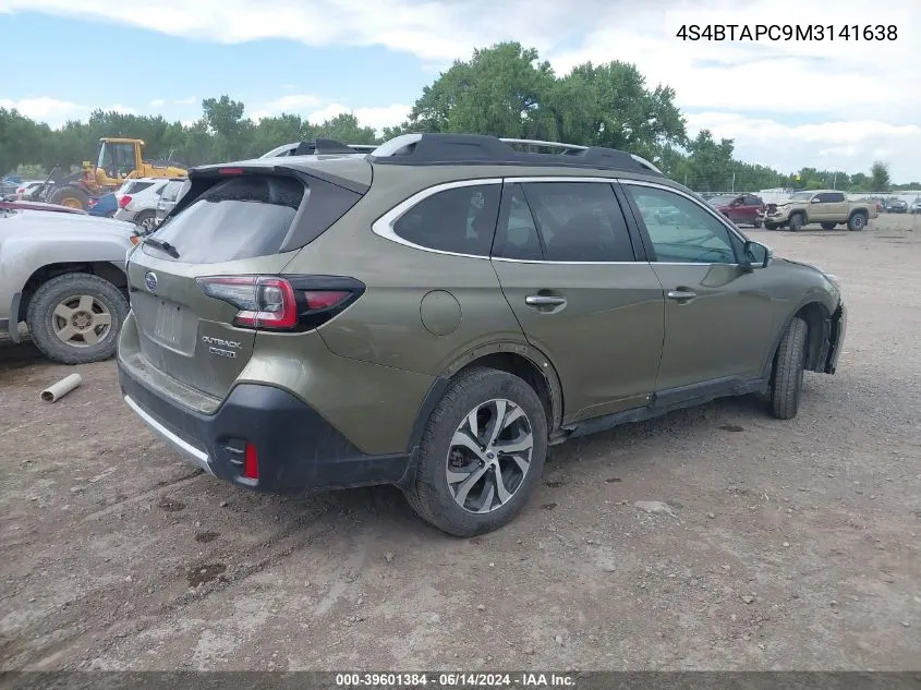 2021 Subaru Outback Touring VIN: 4S4BTAPC9M3141638 Lot: 39601384