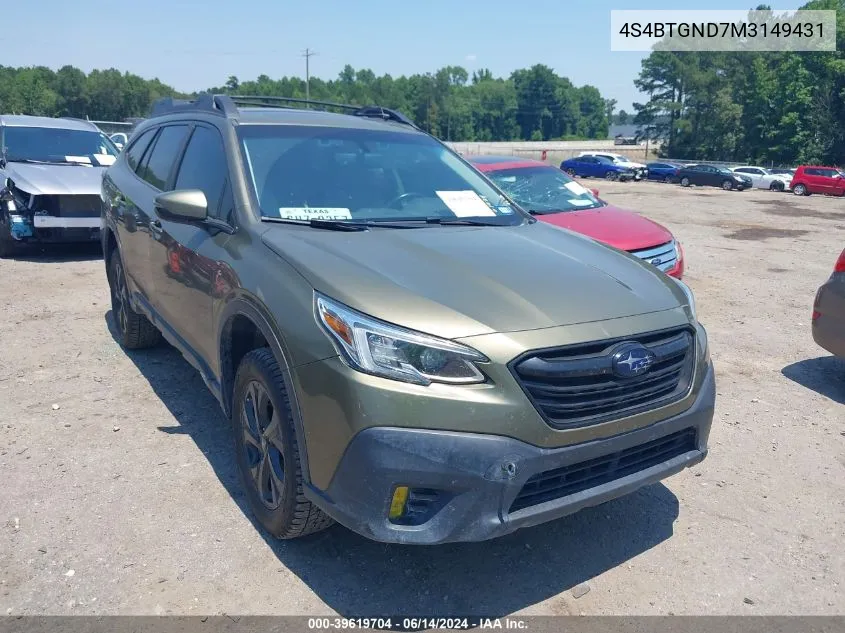 2021 Subaru Outback Limited Xt VIN: 4S4BTGND7M3149431 Lot: 39619704