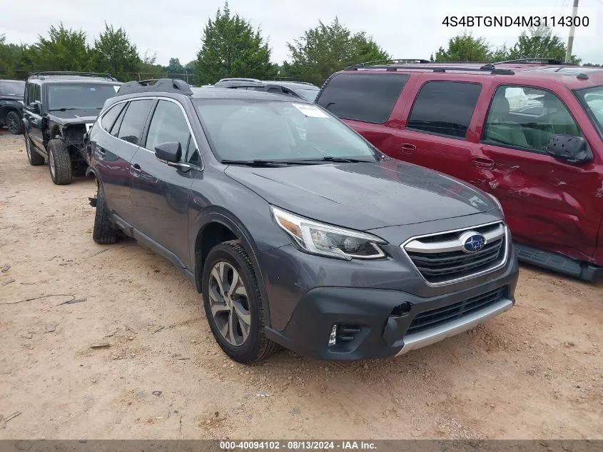 2021 Subaru Outback Limited Xt VIN: 4S4BTGND4M3114300 Lot: 40094102