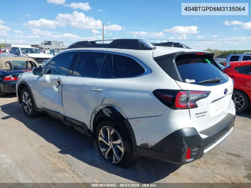 2021 Subaru Outback Touring VIN: 4S4BTGPD6M3135064 Lot: 40145452