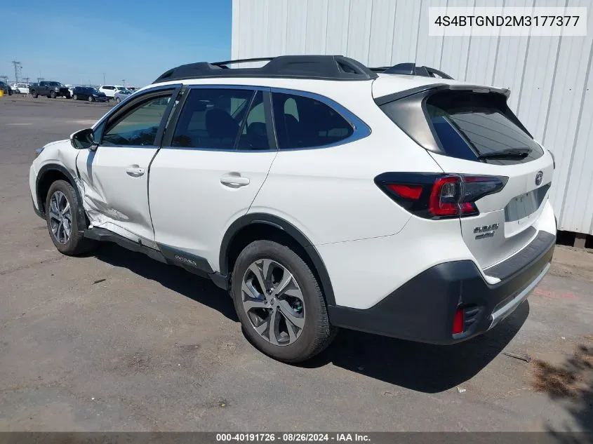 2021 Subaru Outback Limited Xt VIN: 4S4BTGND2M3177377 Lot: 40191726