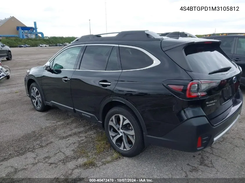 2021 Subaru Outback Touring Xt VIN: 4S4BTGPD1M3105812 Lot: 40472470