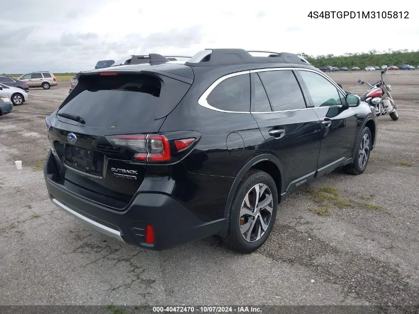 2021 Subaru Outback Touring Xt VIN: 4S4BTGPD1M3105812 Lot: 40472470