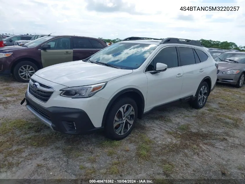 2021 Subaru Outback Limited VIN: 4S4BTANC5M3220257 Lot: 40475382