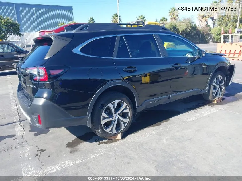 2021 Subaru Outback Limited VIN: 4S4BTANC1M3149753 Lot: 40513351